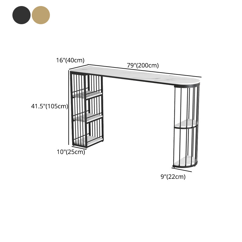 Stone Bar Dining Table Glam Oval Bar Table with Double Pedestal Base for Dining Room