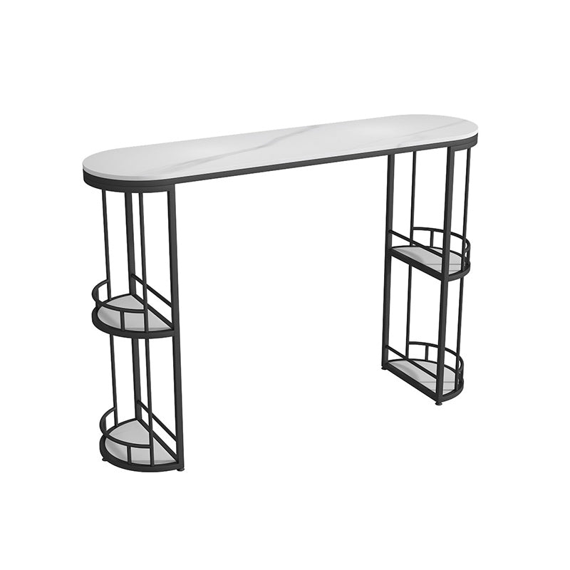 Stone Bar Dining Table Glam Oval Bar Table with Sled Base for Dining Room