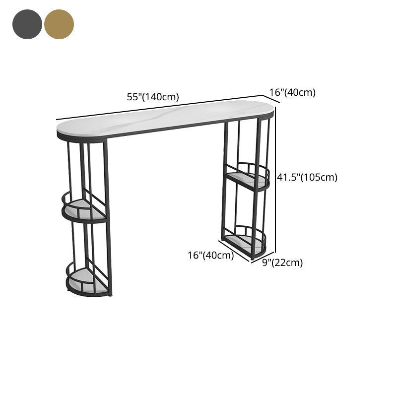 Stone Bar Dining Table Glam Oval Bar Table with Sled Base for Dining Room