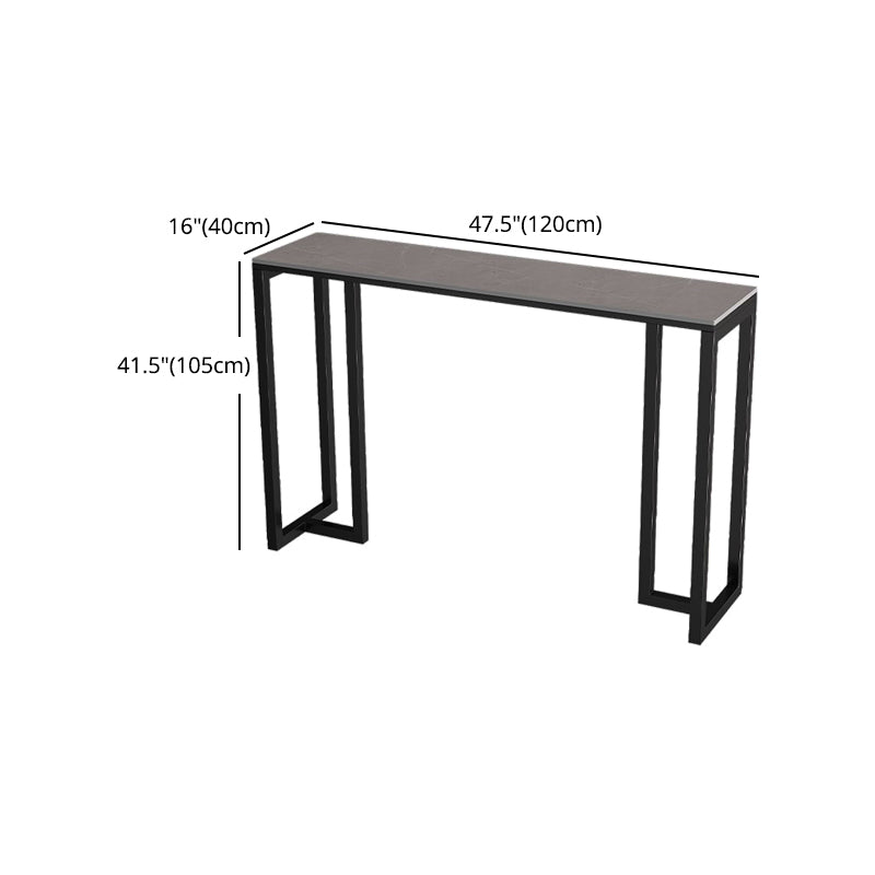 Stone Bar Dining Table Modern Rectangle Bar Table with Double Pedestal Base for Kitchen