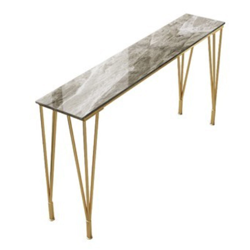 Stone Bar Dining Table Modern Rectangle Bar Table with 4 Legs Base for Dining Room