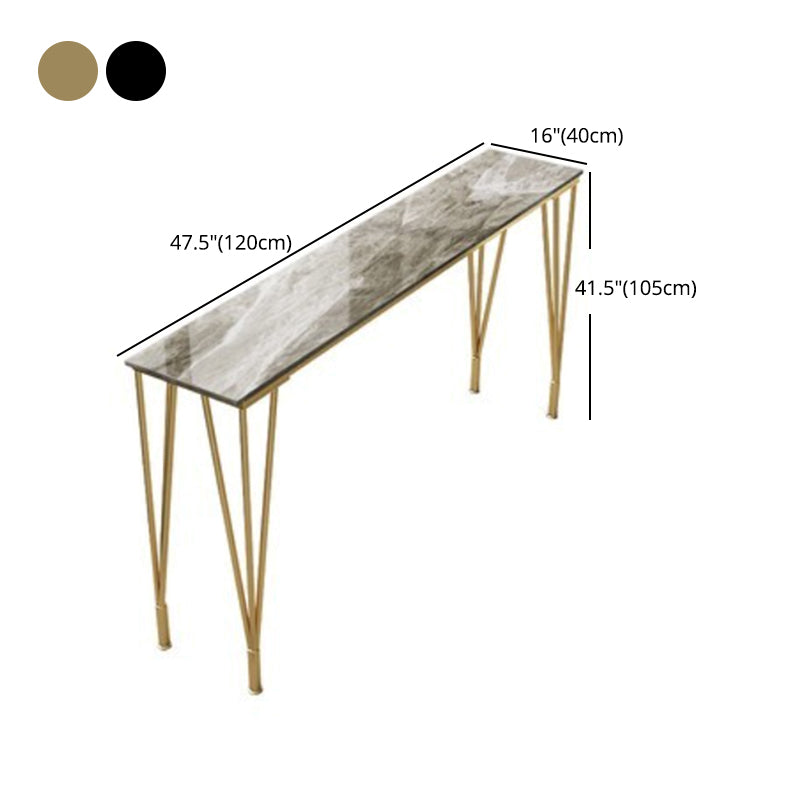 Stone Bar Dining Table Modern Rectangle Bar Table with 4 Legs Base for Dining Room