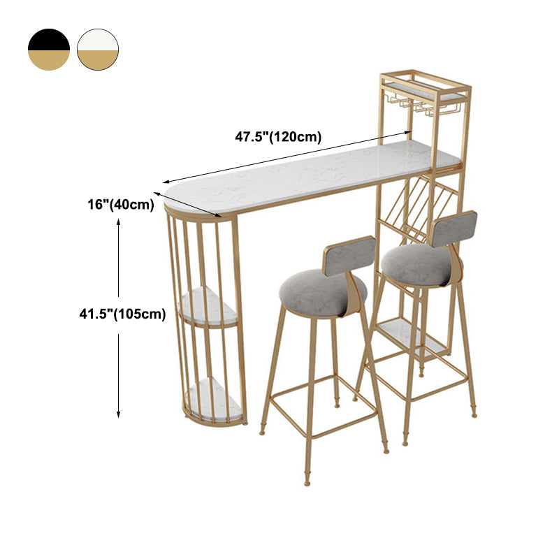 Nordic Bar Table Artificial Marble Pub Table with Shelf for Dining Room, Only Table