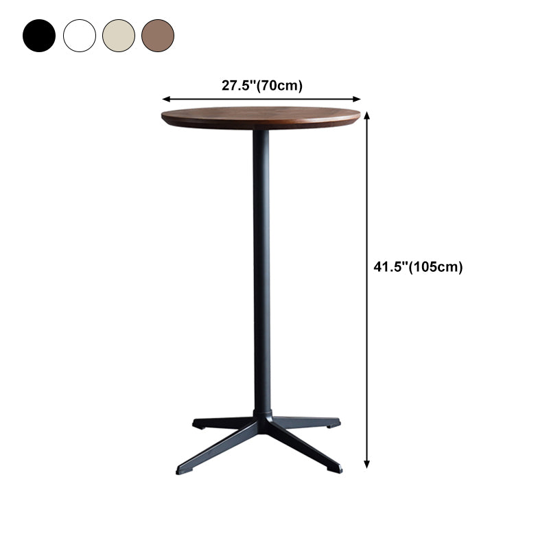 Industrial Aluminium Bar Dining Table Round Indoor Bistro Table with Engineered Wood Top