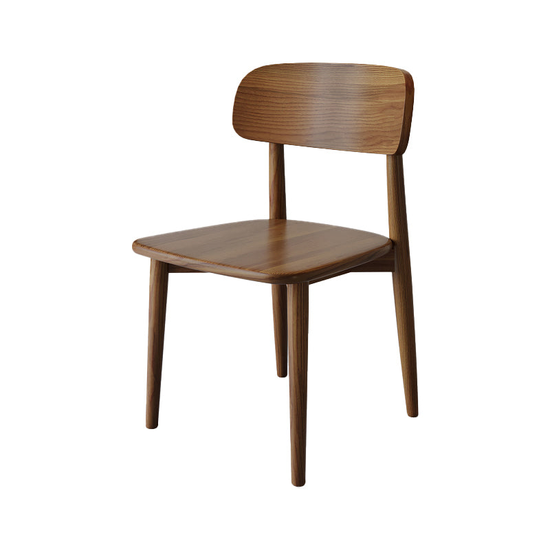 Nordic Style Armless Chair Wood Open Back Dining Side Chair in Walnut for Kitchen