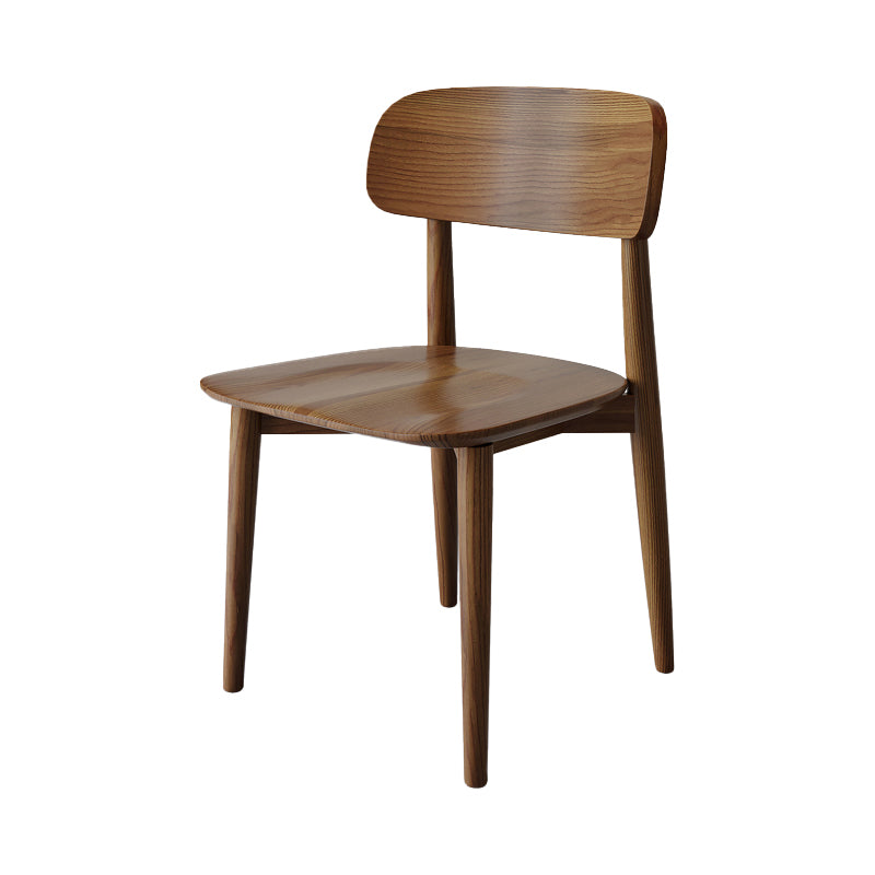 Nordic Style Armless Chair Wood Open Back Dining Side Chair in Walnut for Kitchen