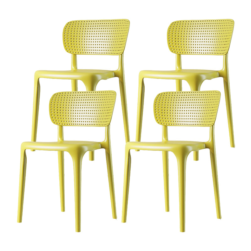 Contemporary Plastic Patio Dining Side Chair Open Back Dining Side Chair