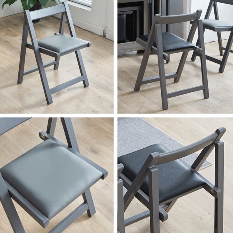 Nordic Style Wood Chair Open Back Dining Side Chair for Dining Room in Gray