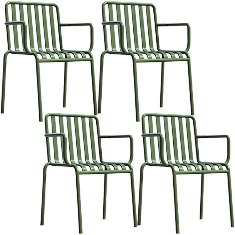 Glam Metal Kitchen and Patio Dining Side Chair Slat Back Arm Chair