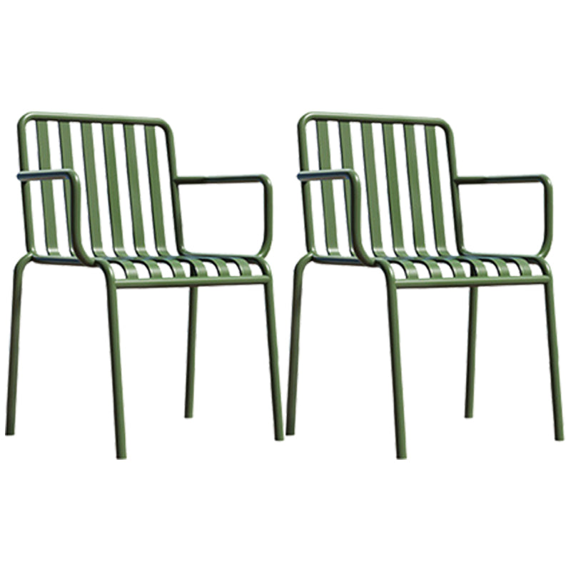 Glam Metal Kitchen and Patio Dining Side Chair Slat Back Arm Chair