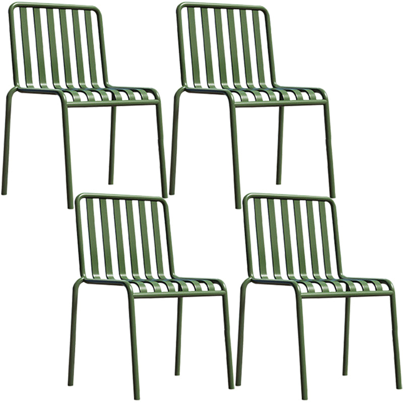 Glam Metal Kitchen and Patio Dining Side Chair Slat Back Arm Chair