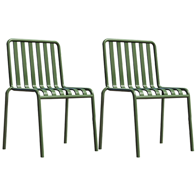 Glam Metal Kitchen and Patio Dining Side Chair Slat Back Arm Chair