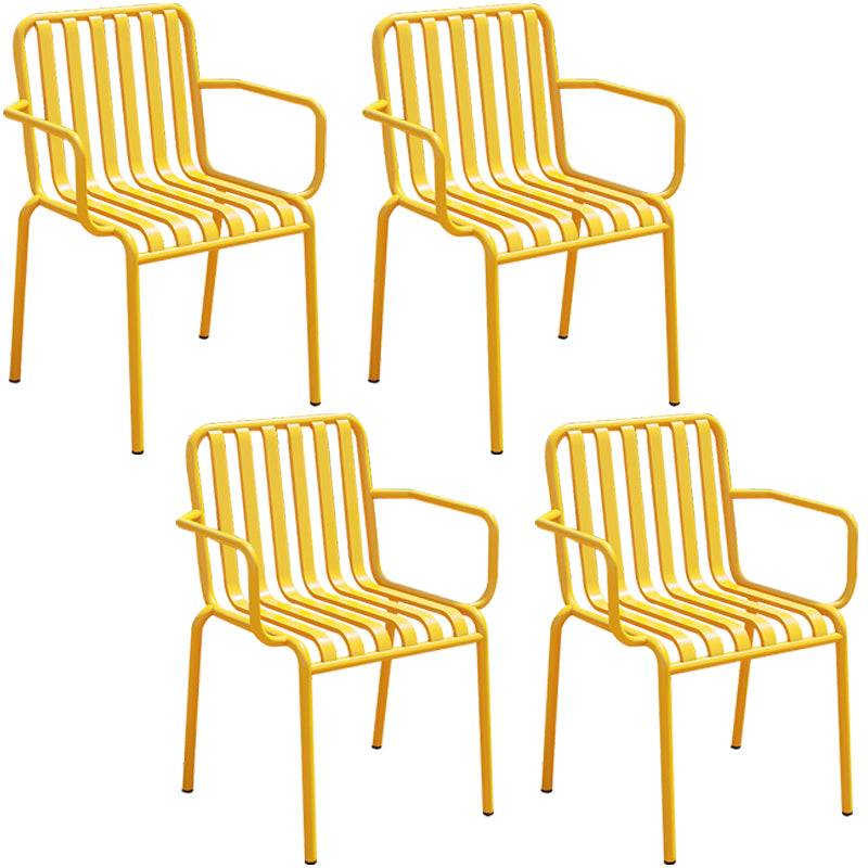 Glam Metal Kitchen and Patio Dining Side Chair Slat Back Arm Chair