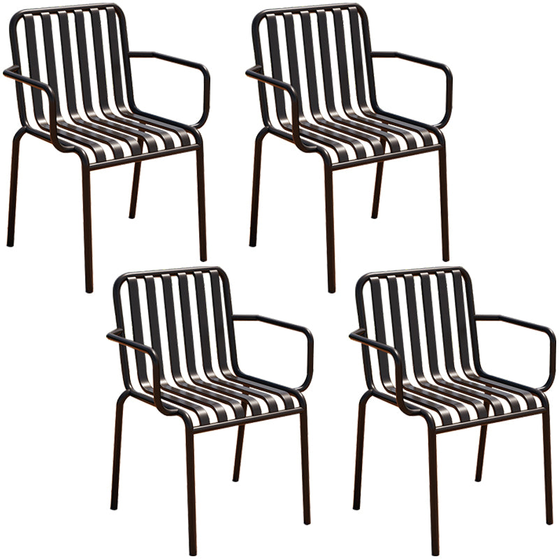 Glam Metal Kitchen and Patio Dining Side Chair Slat Back Arm Chair