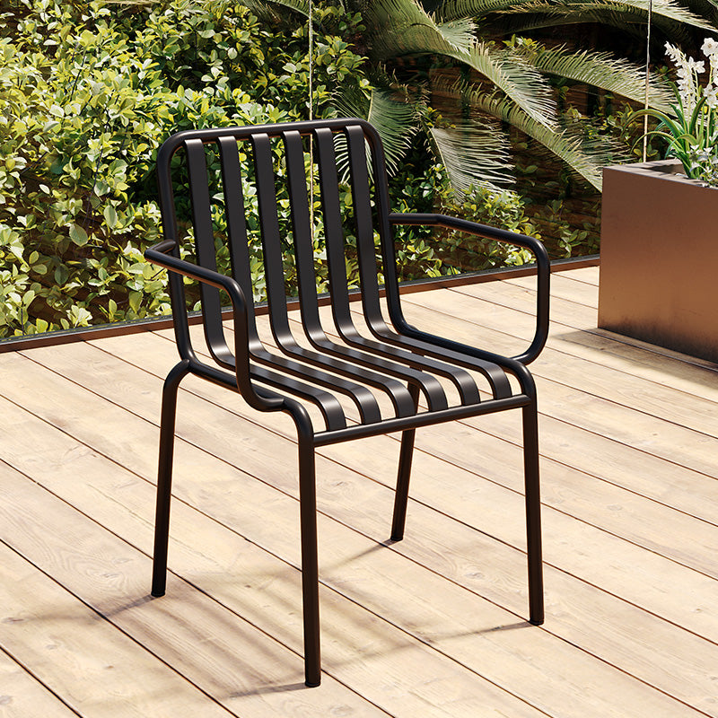 Glam Metal Kitchen and Patio Dining Side Chair Slat Back Arm Chair