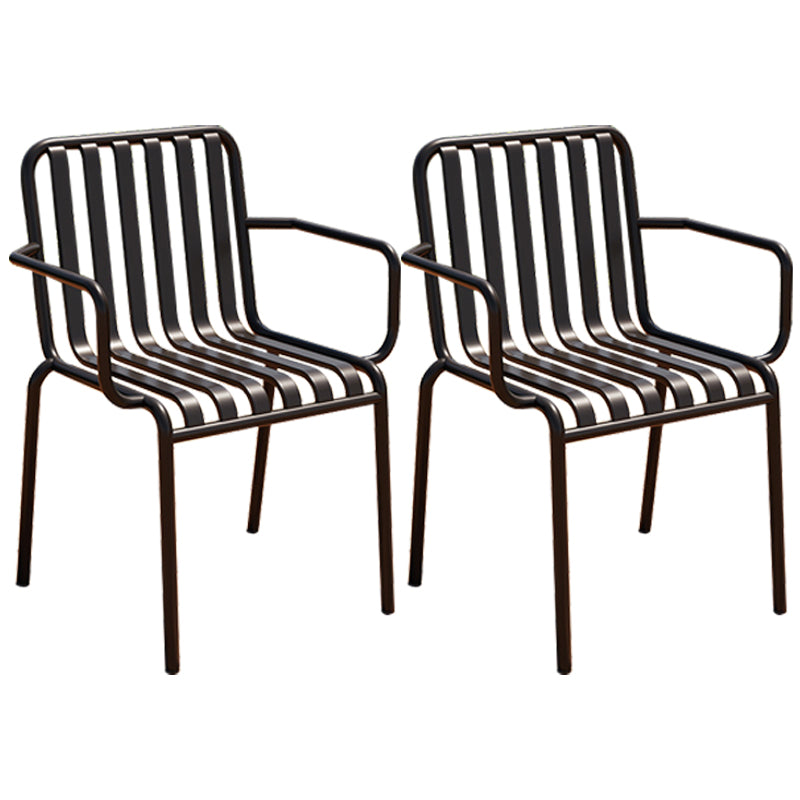 Glam Metal Kitchen and Patio Dining Side Chair Slat Back Arm Chair