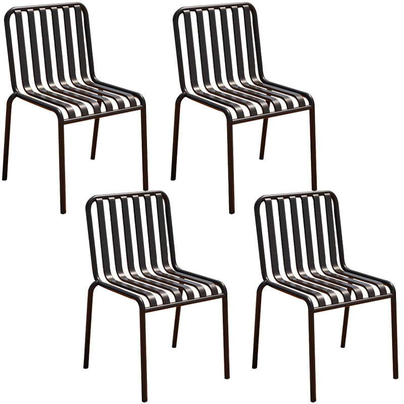 Glam Metal Kitchen and Patio Dining Side Chair Slat Back Arm Chair