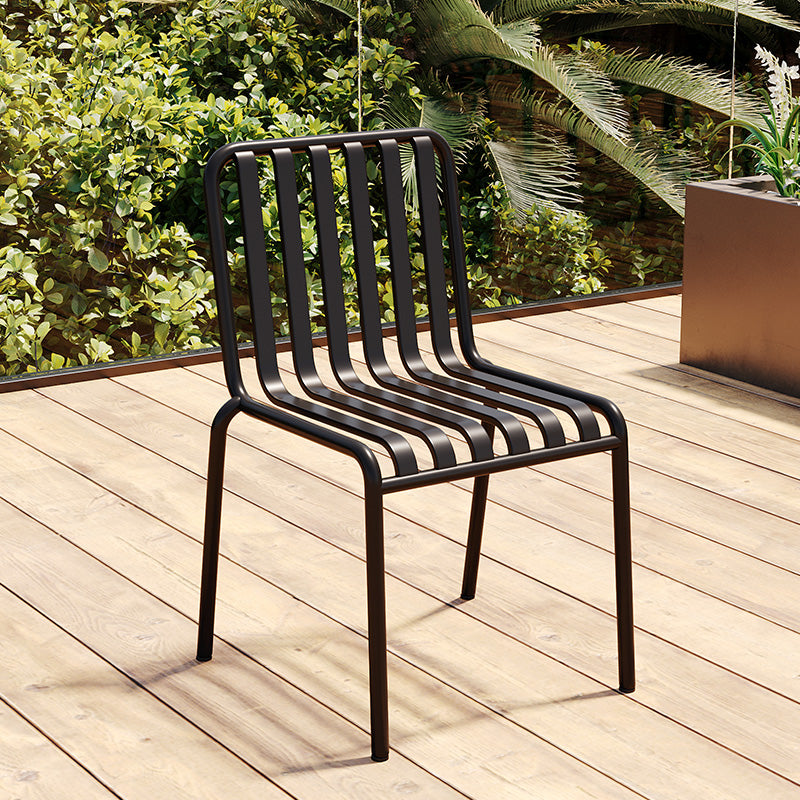 Glam Metal Kitchen and Patio Dining Side Chair Slat Back Arm Chair