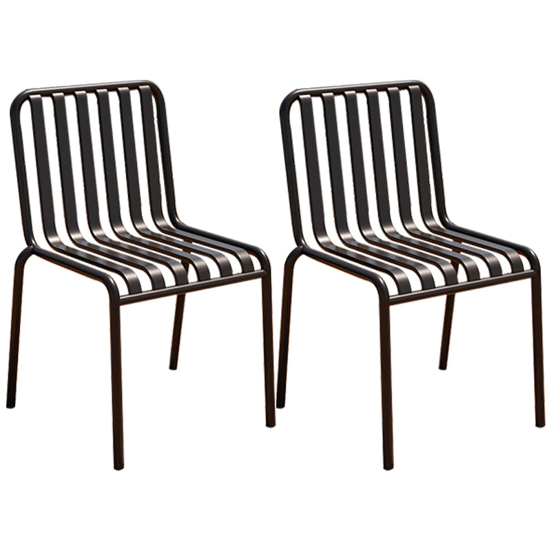 Glam Metal Kitchen and Patio Dining Side Chair Slat Back Arm Chair