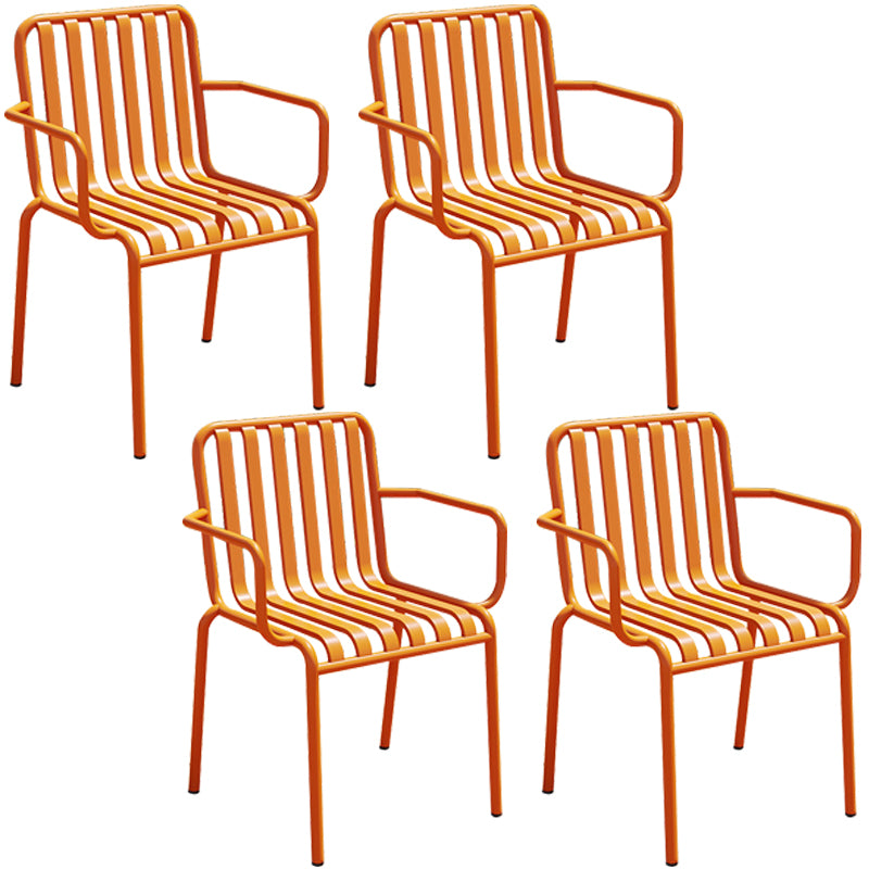 Glam Metal Kitchen and Patio Dining Side Chair Slat Back Arm Chair