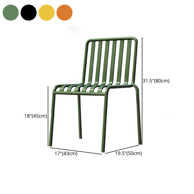 Glam Metal Kitchen and Patio Dining Side Chair Slat Back Arm Chair