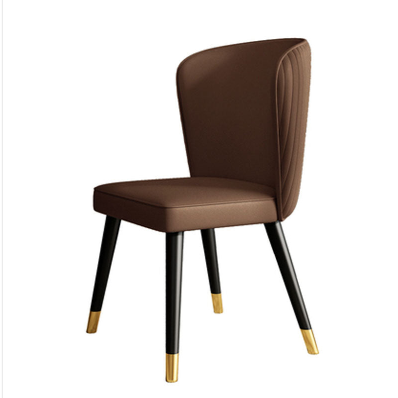 Glam Style Armless Chair Wood PU Leather Parsons Dining Chairs for Kitchen