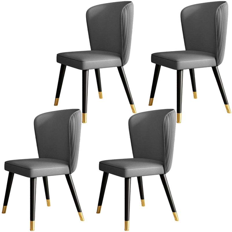 Glam Style Armless Chair Wood PU Leather Parsons Dining Chairs for Kitchen