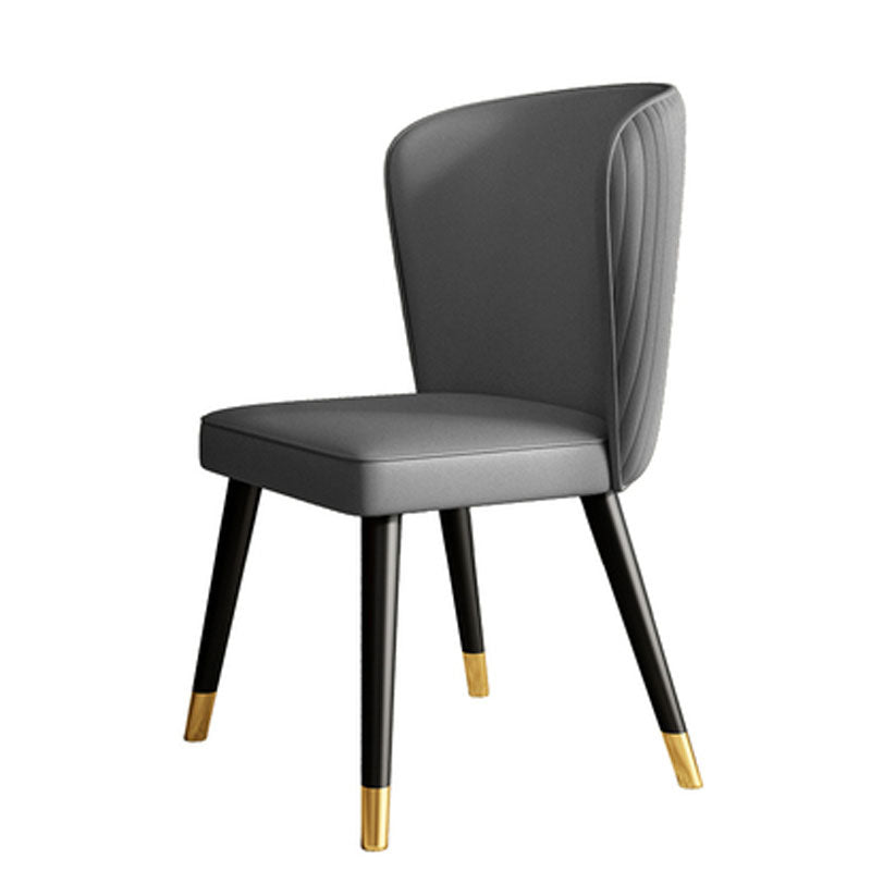 Glam Style Armless Chair Wood PU Leather Parsons Dining Chairs for Kitchen