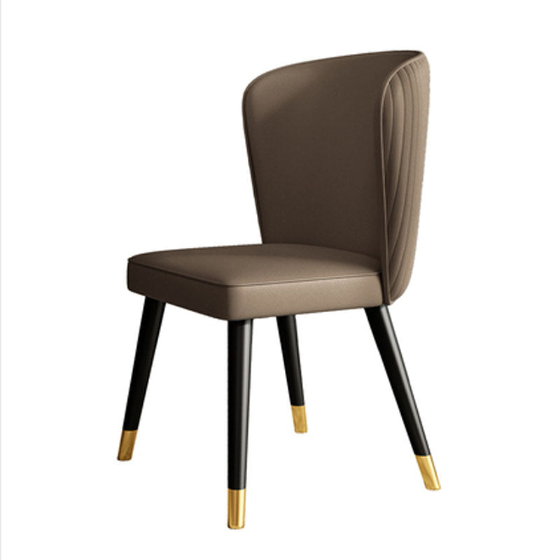 Glam Style Armless Chair Wood PU Leather Parsons Dining Chairs for Kitchen