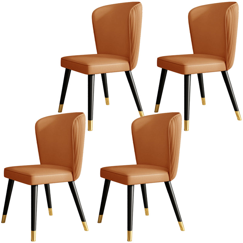 Glam Style Armless Chair Wood PU Leather Parsons Dining Chairs for Kitchen