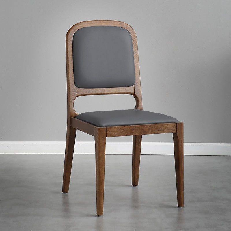 Nordic Style Armless Chair Wood Open Back Dining Side Chair with Upholstered