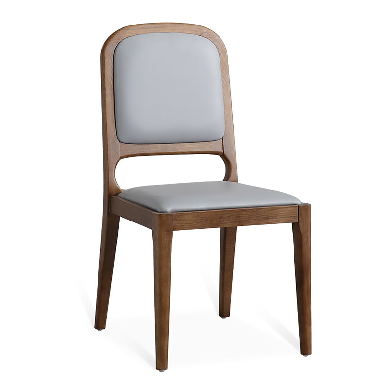 Nordic Style Armless Chair Wood Open Back Dining Side Chair with Upholstered