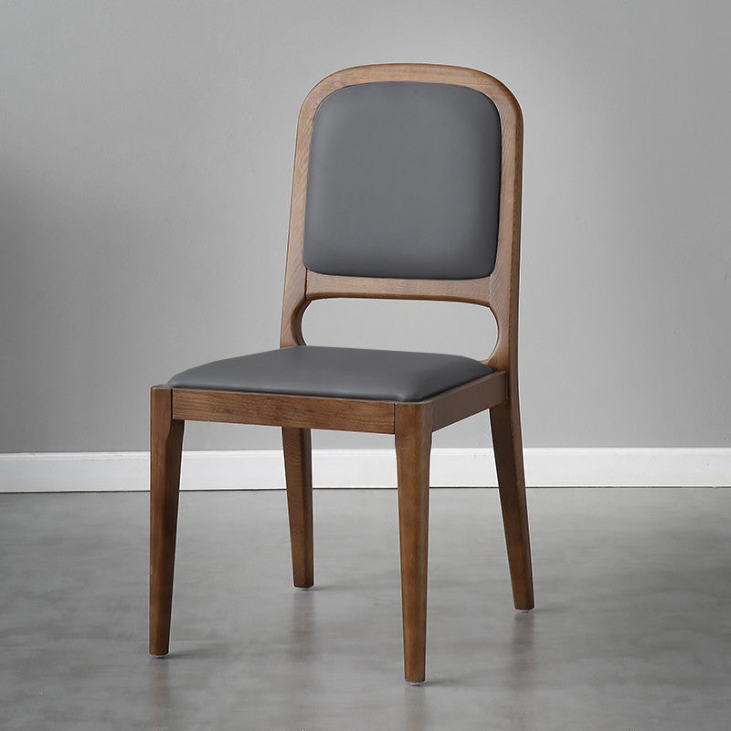 Nordic Style Armless Chair Wood Open Back Dining Side Chair with Upholstered