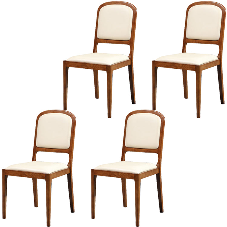 Nordic Style Armless Chair Wood Open Back Dining Side Chair with Upholstered