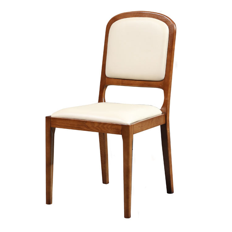 Nordic Style Armless Chair Wood Open Back Dining Side Chair with Upholstered