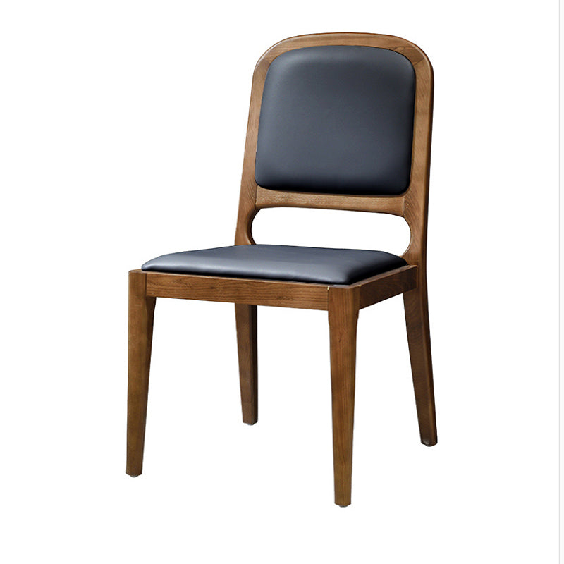 Nordic Style Armless Chair Wood Open Back Dining Side Chair with Upholstered