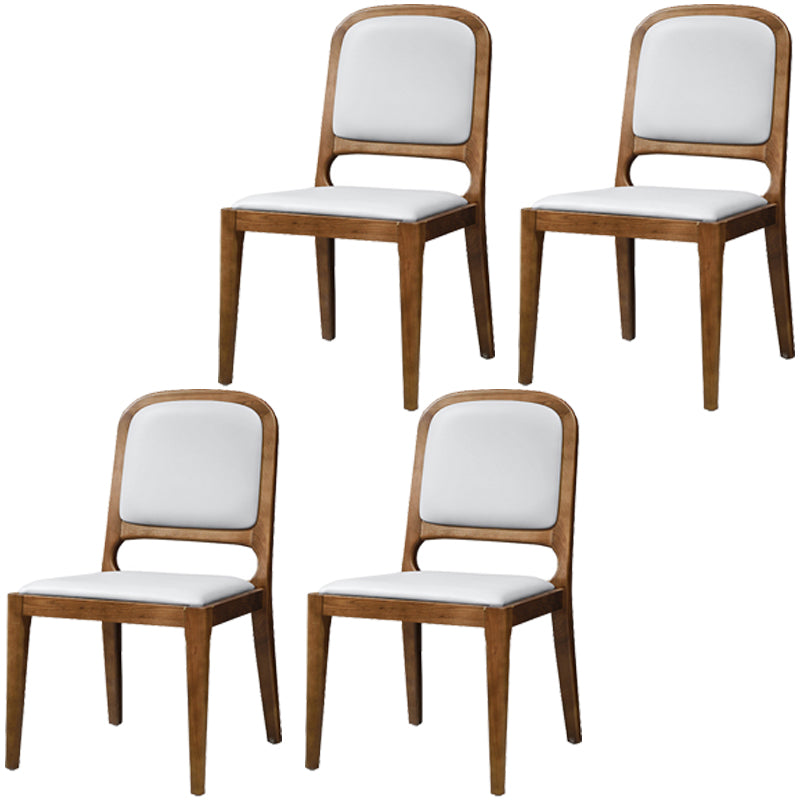 Nordic Style Armless Chair Wood Open Back Dining Side Chair with Upholstered