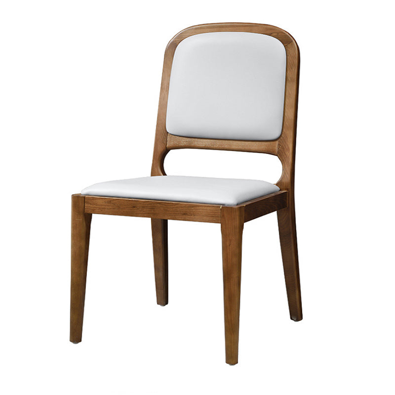 Nordic Style Armless Chair Wood Open Back Dining Side Chair with Upholstered