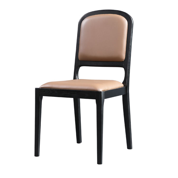 Nordic Style Armless Chair Wood Open Back Dining Side Chair with Upholstered