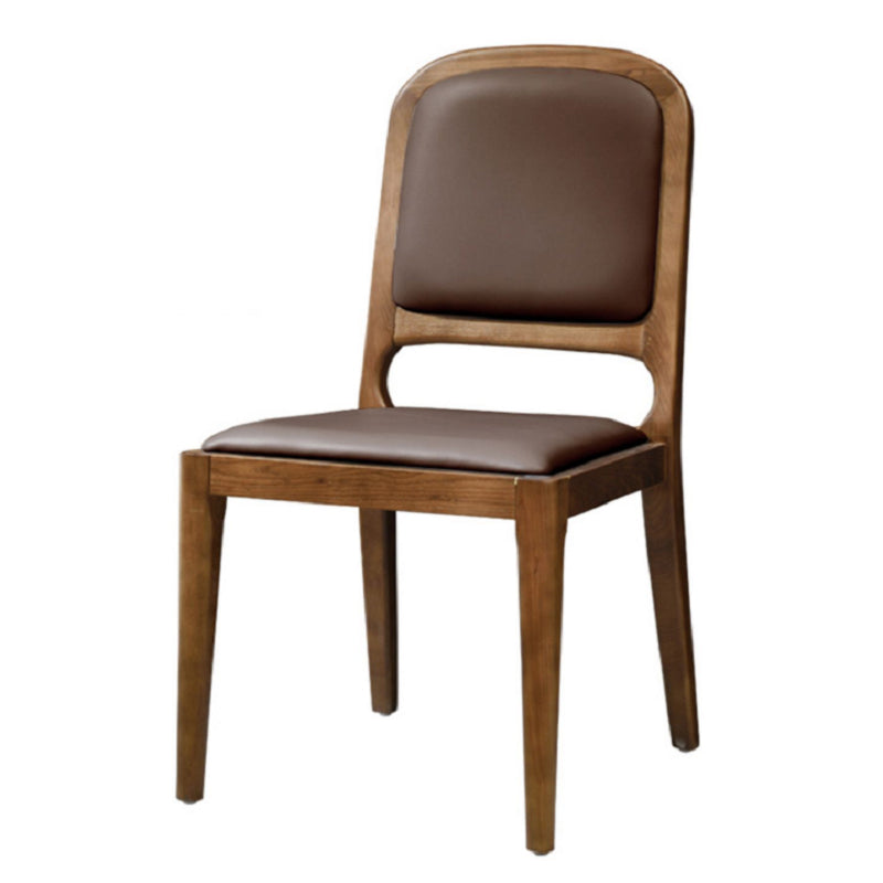 Nordic Style Armless Chair Wood Open Back Dining Side Chair with Upholstered