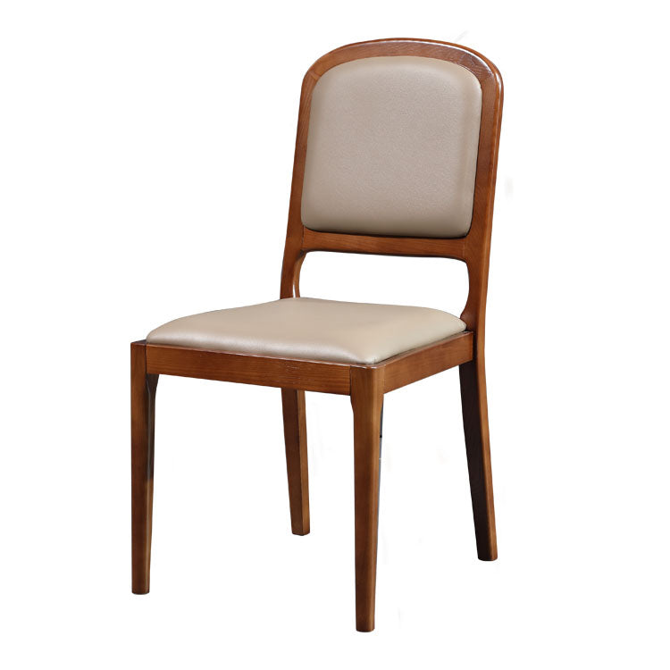 Nordic Style Armless Chair Wood Open Back Dining Side Chair with Upholstered