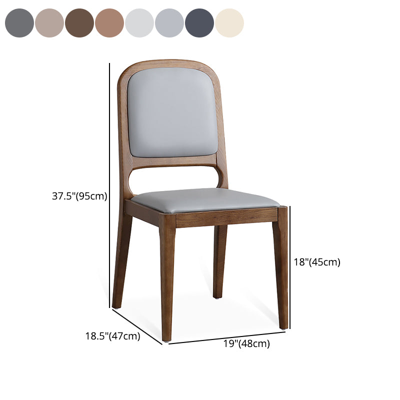 Nordic Style Armless Chair Wood Open Back Dining Side Chair with Upholstered