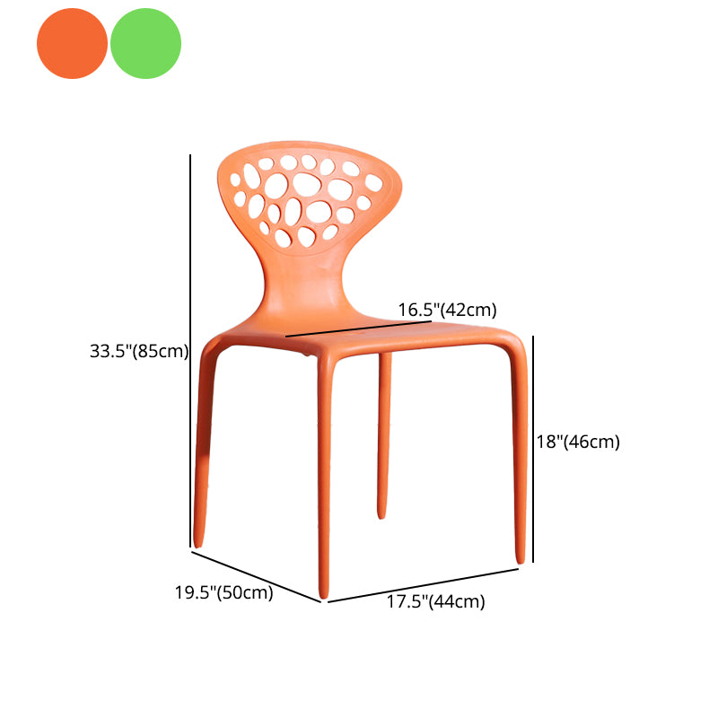 Scandinavian Plastic Patio Dining Side Chair Open Back Dining Side Chair