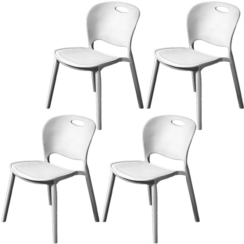 Nordic Style Armless Chair Plastic Open Back Dining Side Chair (Set of 4)