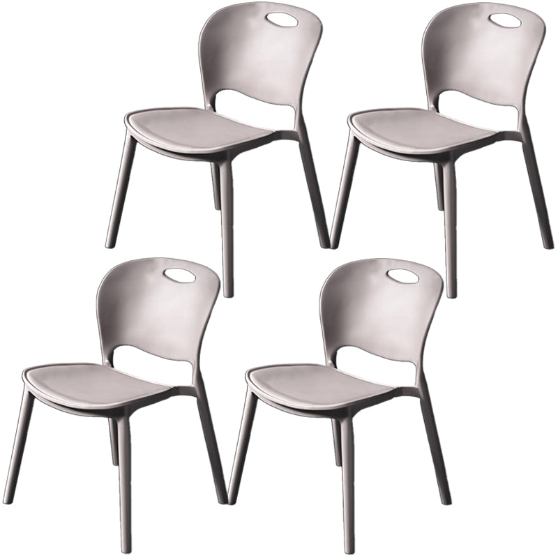 Nordic Style Armless Chair Plastic Open Back Dining Side Chair (Set of 4)