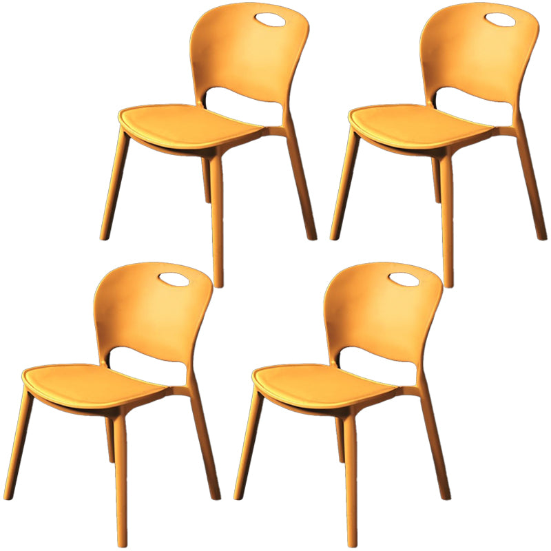 Nordic Style Armless Chair Plastic Open Back Dining Side Chair (Set of 4)