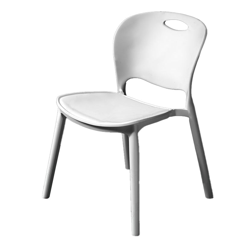 Nordic Style Armless Chair Plastic Open Back Dining Side Chair (Set of 4)