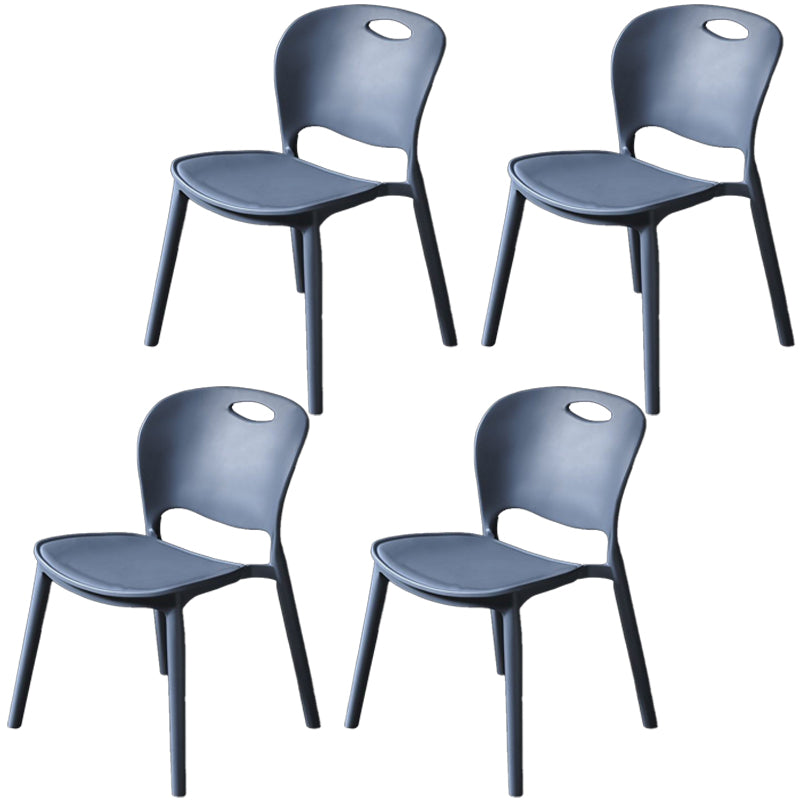 Nordic Style Armless Chair Plastic Open Back Dining Side Chair (Set of 4)