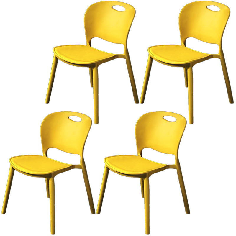 Nordic Style Armless Chair Plastic Open Back Dining Side Chair (Set of 4)