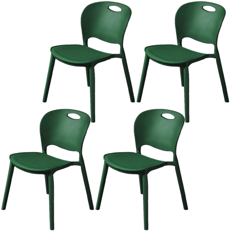 Nordic Style Armless Chair Plastic Open Back Dining Side Chair (Set of 4)